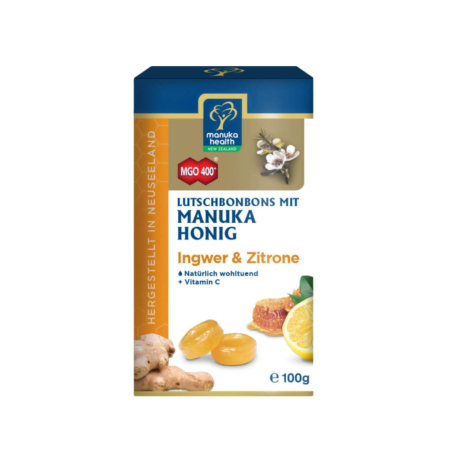 MGO 400+ Manuka-Honig Ingwer-Zitrone Hustenbonbons, 100g